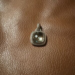 David Yurman Prasiolite And Diamond Elegant Silver Pendant 11mm.